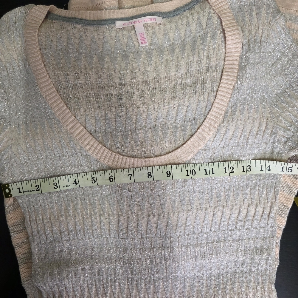 Y2k Victoria Secrets Drop Waist Knit Long Sleeve Light Pink Gray Dress Size M - Picture 13 of 15